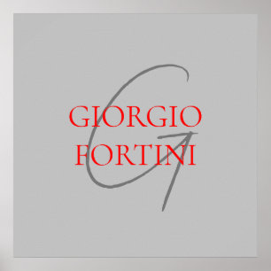 Grau Rot Ihr Name Anfangsmonogramm Modern Poster