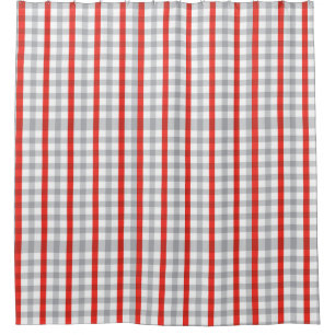 Grau-rotes Karo Buffalo Plaid Duschvorhang