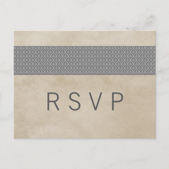 Grau Rustic Damask UAWG Postkarte (Vorderseite)