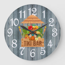 Grau Rustic Tiki Bar Large Clock Große Wanduhr