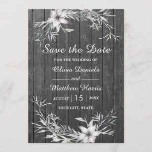 Grau rustikal. Hochzeits-Holzscheune Save the Date Einladung