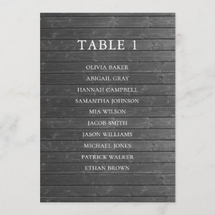 Grau rustikal. Sitzkarten für Hochzeitshäuser Einladung