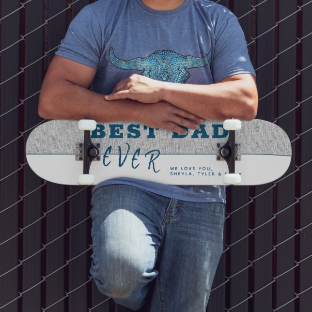 Grau Rustikaler Bester Vater je Typografie Vaterta Skateboard (Außenbereich 3)