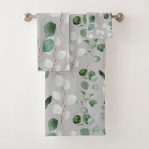 GRAU SAGE GRÜNES BOTANISCHES BADEZIMMER TOWEL SET