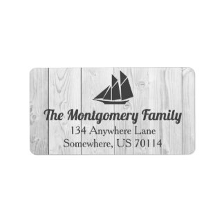 Grau Sailboat & White Wood Planks Adressaufkleber