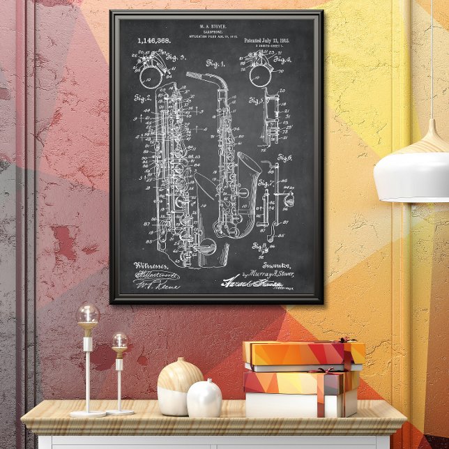 Grau | Saxophon - Patent Poster (Von Creator hochgeladen)
