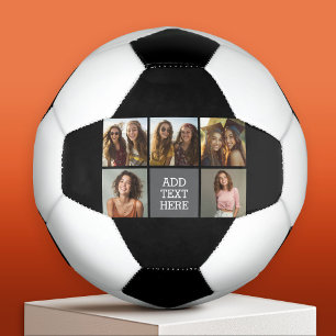 Grau Schwarz 5 FotoCollage mit Text Fußball
