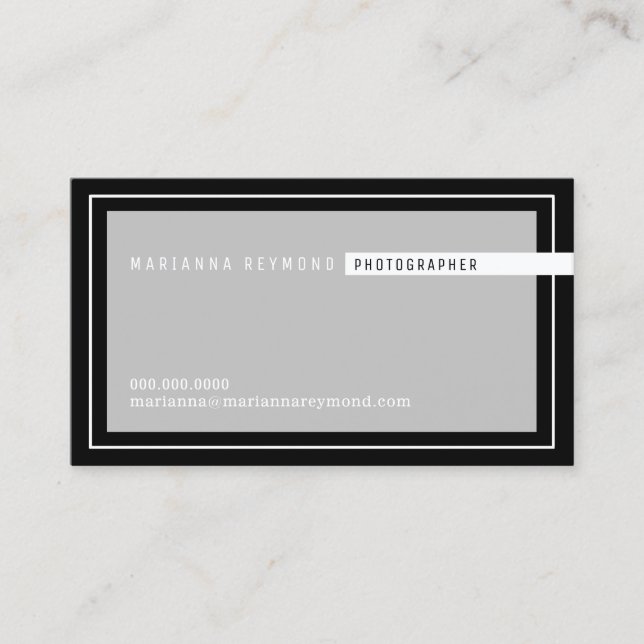 Grau/Schwarz Basic modern, Fotograf Visitenkarte (Vorderseite)