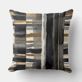 Grau schwarz beige und Bronze abstrakt Kissen