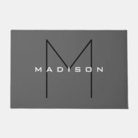 Grau Schwarz Bold Monogram Moderner Familienname