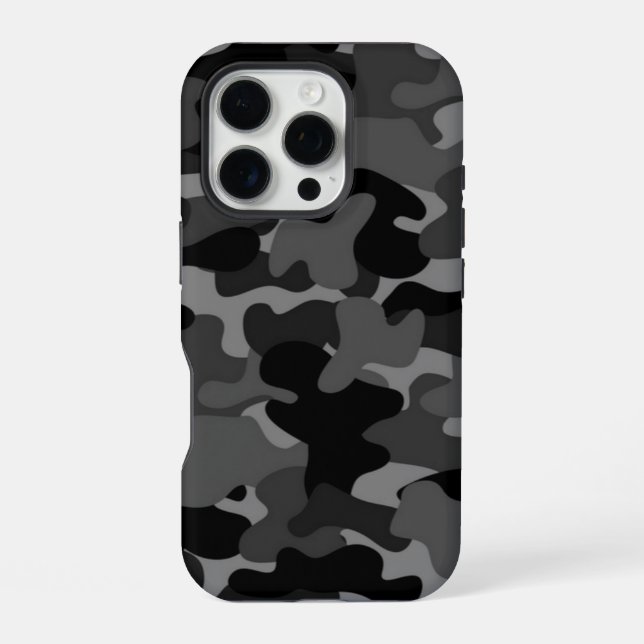 Grau Schwarz Camo iPhone Hülle (Rückseite)