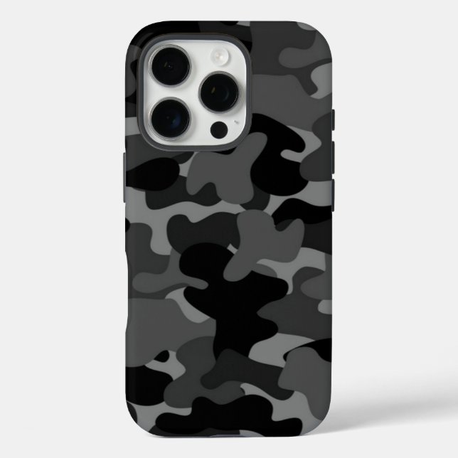 Grau-Schwarz-Camouflage Case-Mate iPhone Hülle (Rückseite)