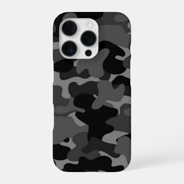 Grau-Schwarz-Camouflage iPhone Hülle (Rückseite)