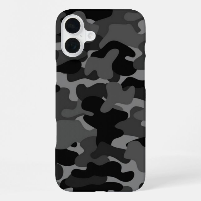 Grau-Schwarz-Camouflage iPhone Hülle (Rückseite)
