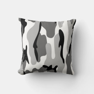 Grau-Schwarz-Camouflage Reversible Pillow Kissen