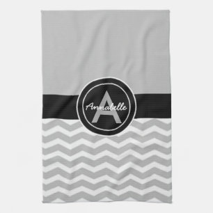Grau Schwarz Chevron Geschirrtuch