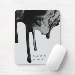 Grau schwarz Dripping Paint Liquid Marmor Nahtlos Mousepad