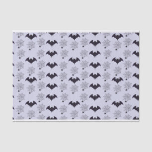 GRAU & SCHWARZ HALLOWEEN BATS & SPIDER WEBS SEIDENPAPIER