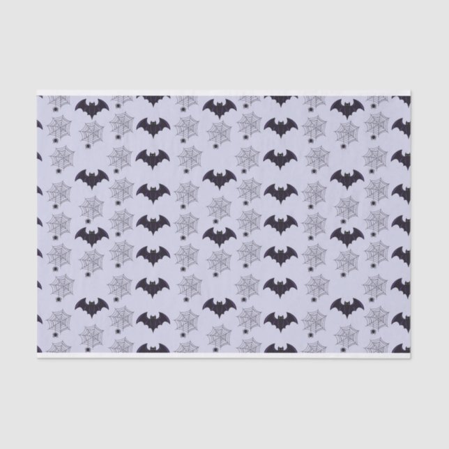 GRAU & SCHWARZ HALLOWEEN BATS & SPIDER WEBS SEIDENPAPIER (Vorderseite)