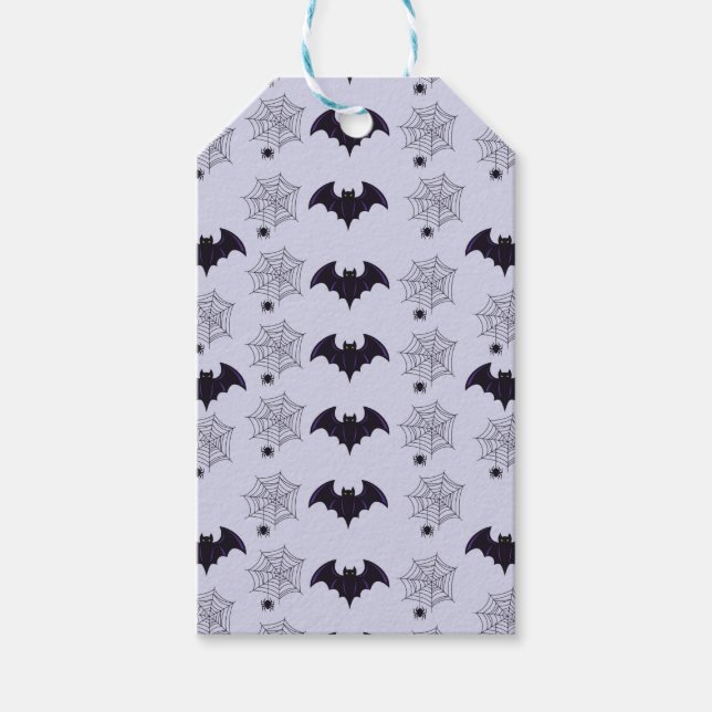 GRAU & SCHWARZ HALLOWEEN SPIDER WEBS BATTEN GESCHENKANHÄNGER (Vorderseite)