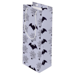 GRAU & SCHWARZ HALLOWEEN SPIDER WEBS BATTEN GESCHENKTÜTE FÜR WEINFLASCHEN