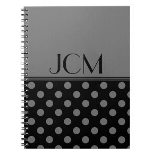 Grau/Schwarz-Polka-Dot-Monogramm Notizblock