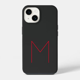 Grau Schwarz Rot Fette Monogramm Moderne Ihr Name iPhone 14 Hülle