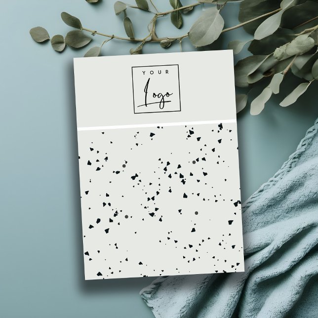 Grau Schwarz Terrazzo Textur 2 Stuhlvorhang Anzeig Visitenkarte (Von Creator hochgeladen)