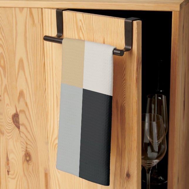 Grau, Schwarz und Tan Geschirrtuch (Drittel gefaltet)