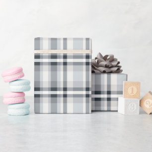 Grau, Schwarz und Weiß Kariert Geschenkpapier