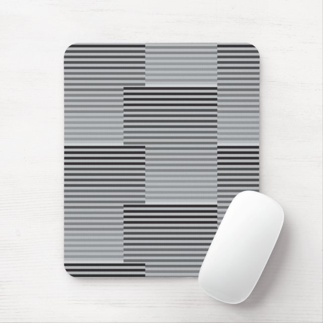 Grau, Schwarz, Weiß gestreift Mousepad (Mit Mouse)