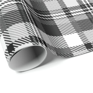 Grau Schwarz Weiß Madras Karo Design Geschenkpapier