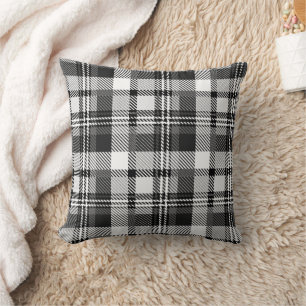 Grau Schwarz Weiß Madras Karo Design  Kissen