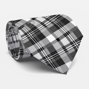 Grau Schwarz Weiß Madras Karo Design Krawatte