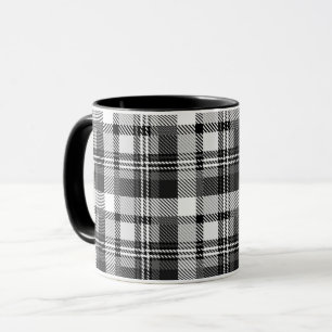 Grau Schwarz Weiß Madras Karo Design Tasse