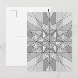 Grau Schwarz Weiß Mosaik Dreieck Retro-Muster Postkarte