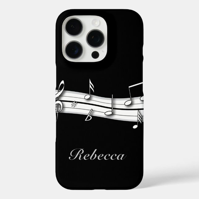 Grau-Schwarz-Weiß-Noten Case-Mate iPhone Hülle (Rückseite)