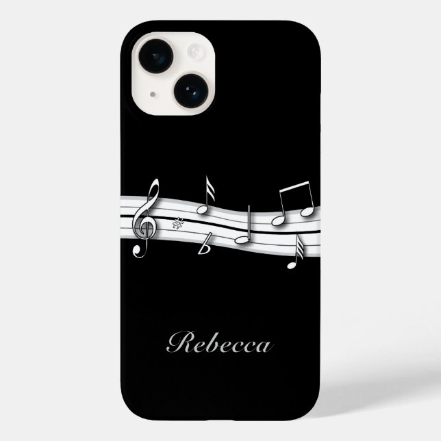 Grau-Schwarz-Weiß-Noten Case-Mate iPhone Hülle (Rückseite)