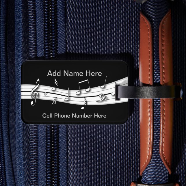 Grau-Schwarz-Weiß-Noten Gepäckanhänger (Rückseite Insitu 2)