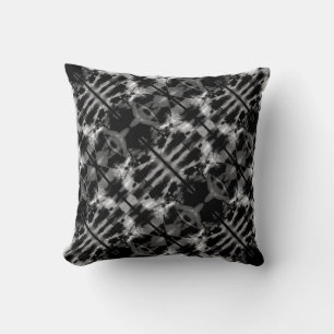 Grau Schwarz Weiß Schräges Buntglasdesign Kissen