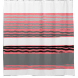 Grau Schwarz-weiß und Koral Duschvorhang