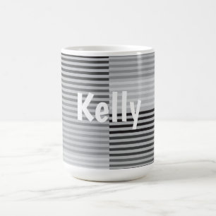 Grau, Schwarz, Weiße Streifen Kaffeetasse