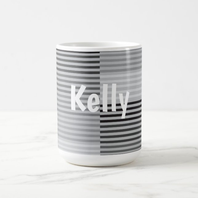 Grau, Schwarz, Weiße Streifen Kaffeetasse (Mittel)