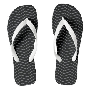 Grau schwarz Zigzag Wave Muster Flip Flops