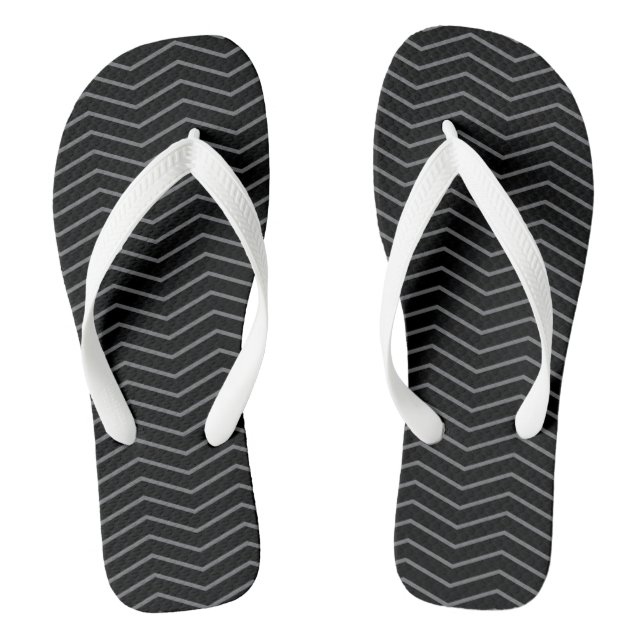 Grau schwarz Zigzag Wave Muster Flip Flops (Fußbett)