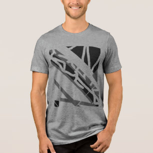 Grau-schwarze Diagonal-Formen Abstrakt Art MCM Loo Tri-Blend Shirt