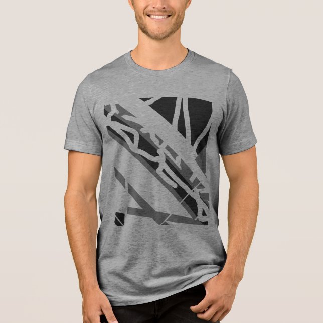 Grau-schwarze Diagonal-Formen Abstrakt Art MCM Loo Tri-Blend Shirt (Vorderseite)