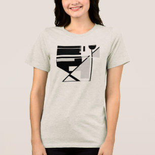Grau Schwarze Geometrische Abstrakte Kunst Fette M Tri-Blend Shirt