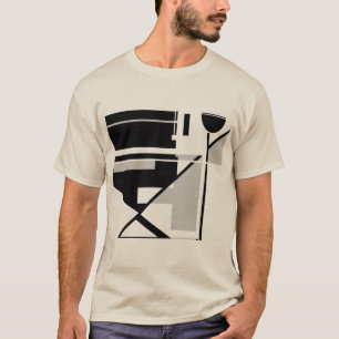 Grau Schwarze Geometrische MCM-inspirierte Abstrak T-Shirt