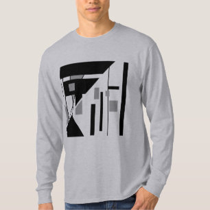 Grau schwarze geometrische schräge MCM-Optik abstr T-Shirt